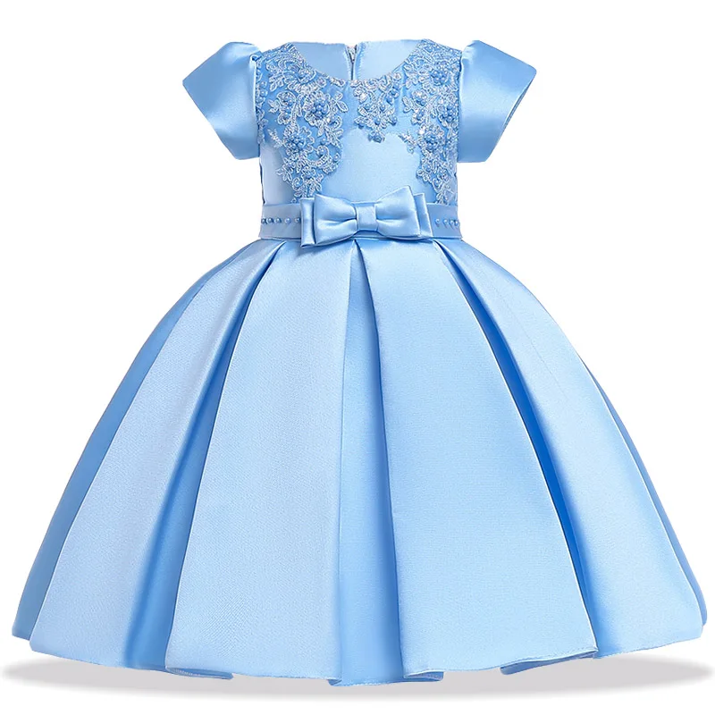 Свадебное платье с цветочным узором для девочек, элегантное платье принцессы Детское рождественское платье Детские вечерние платья на возраст 4, 5, 6, 8, 10 лет - Цвет: Blue