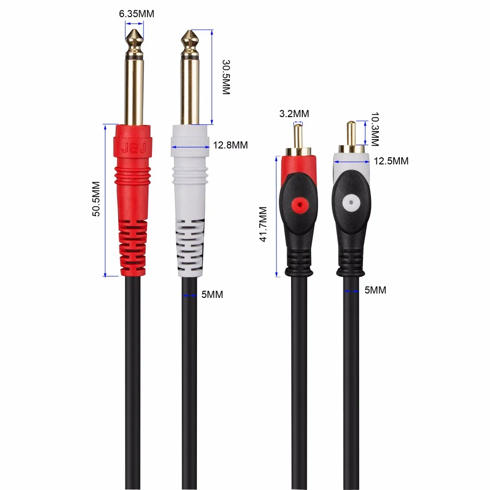Lot of 10-6 in RCA Gold-Plated Male to Male DJ//Mixer//Stereo System Audio Cable