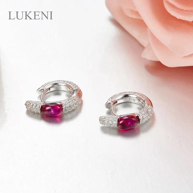 

LUKENI New Design Personality Fashion Women 925 Sterling Silver Inlay Zircon Simple Candy Earrings Jewelry Accessories