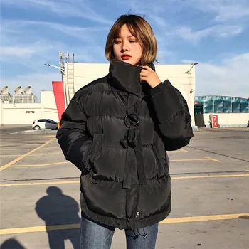 

Clearance Sale Winter Coat Women Parka Down Jacket Stand Collar Anorak Thick Windbreaker Female Zipper Quilted Coat Korean Style