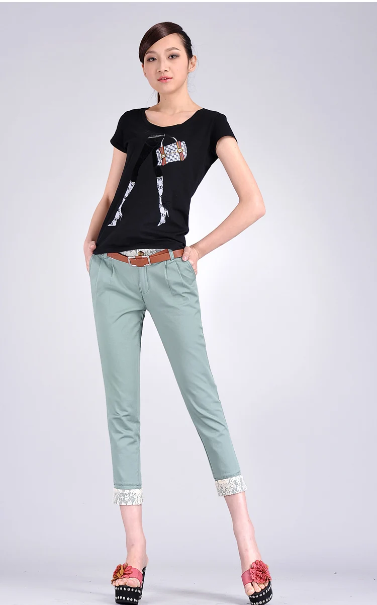 2017 ol lace roll up hem casual pants skinny pants ankle