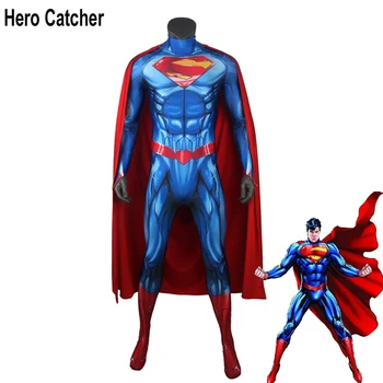 

Hero Catcher New Superman Cosplay Costume With Cape 3D Print Superman Suit For Halloween 52 Superman Outfit