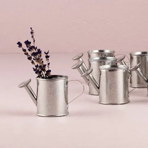 

Free shipping 12 pcs/lot wedding candy packing mini metal Watering can favors in silver color