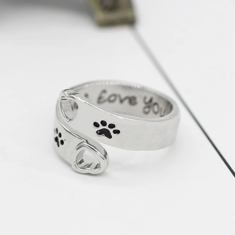 Женское кольцо в стиле хип хоп с надписью I Will Love You Forever|footprint ring|ring with letterforever love |