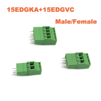 

5Sets Pitch 3.81mm Screw Plug-in PCB Terminal Block Pluggable Connector Vertical 9 10 11 12 18 Pin male/female 15EDGKA+VC