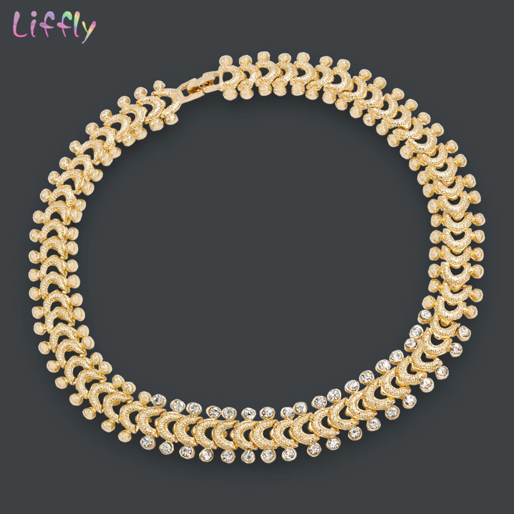 Liffly Ювелирные наборы индийские свадебные ожерелья серьги кольцо браслет ювелирные изделия Модные Дубай золотые Ювелирные наборы для женщин