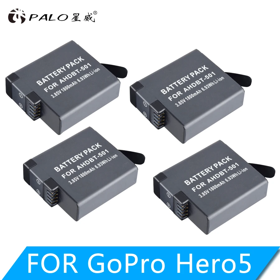 4 шт. батарея PALO 1680 мАч для GoPro Hero 5 hero 6 7 black Аккумулятор Akku AHDBT 501 батарея|Цифровые
