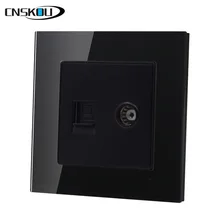 Cnskou роскошный дизайн Nodon tv и LAN компьютерная настенная розетка, зеркальное стекло телевидение и компьютерная интернет розетка черный