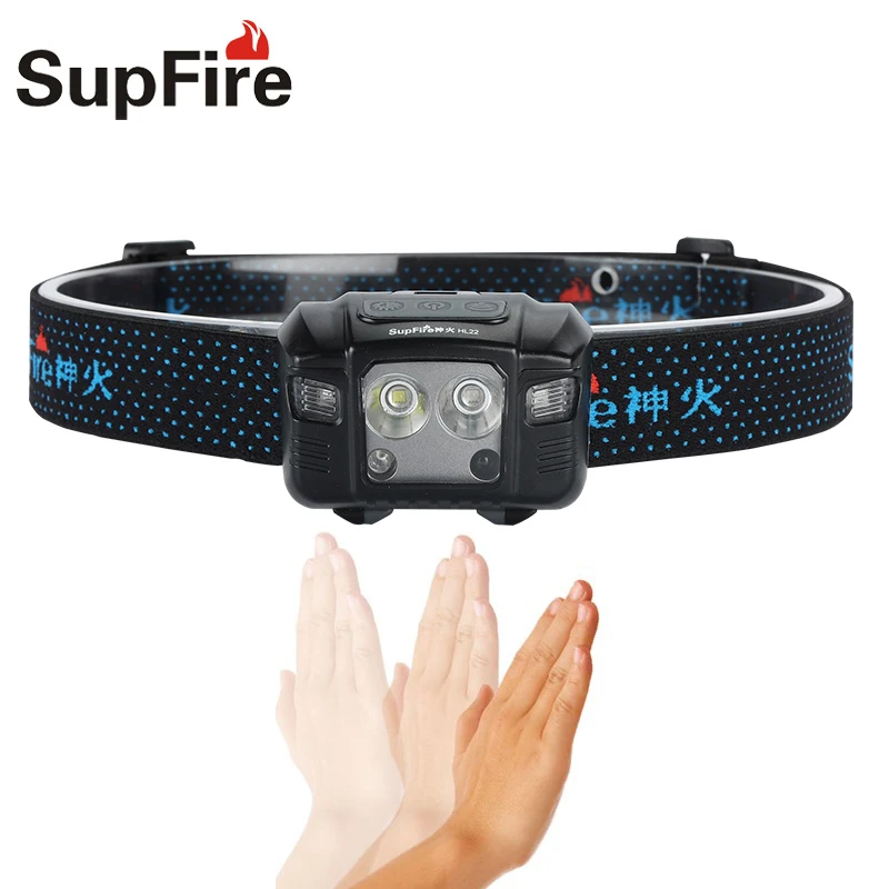 

Supfire Headlamp LED Flashlight Head Lamp HL22 Headtorch Lampe Frontal Sensor Headlight USB Linterna Luz Cabeza Head Light S157