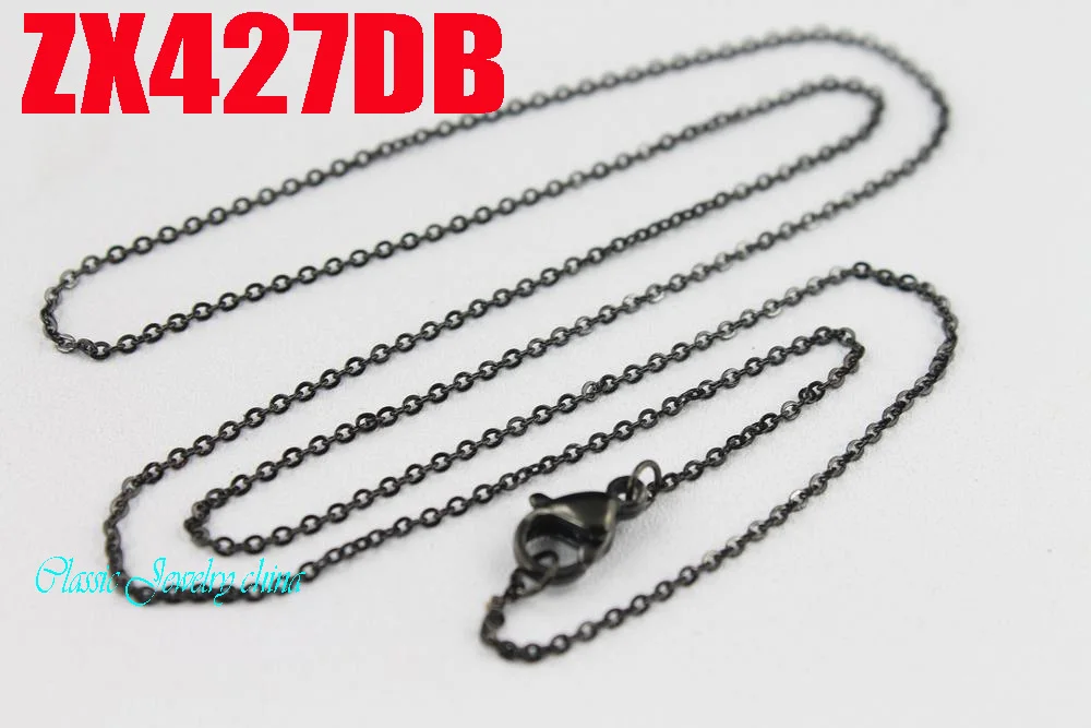 

Black color 1.2mm cross chain thin chain stainless steel necklace fashion women jewelry, small necklace 20pcs ZX427DB