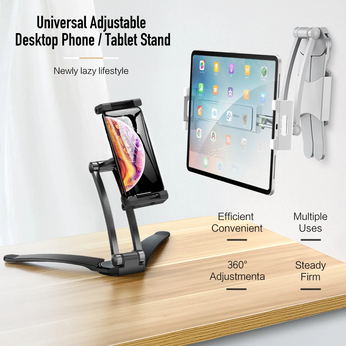 

Rock Universal Adjustable 5"-10.5" Desktop Phone Tablet Stand Suspensible Luxury Aluminum Metal Holder for iPhone/iPad/Samsung