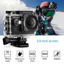 Winait мини Действие Камера HD 1080 P 30 метров Водонепроницаемый Спорт Камера автомобиля Cam 140D широкоугольный объектив Встроенный 900 мАч батарея