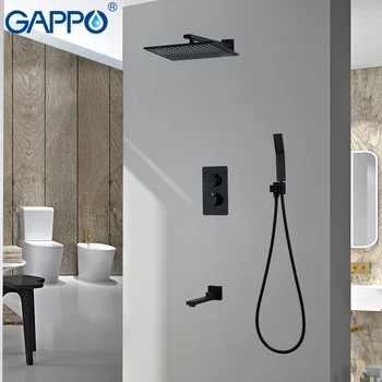 

GAPPO Shower Faucets black Concealed shower mixer taps rainfall shower set waterfall bathroom rain mixers faucet