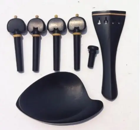

1 Sets of Ebony Violin Fitting 4/4 with Violin chinrest, tailpieces, Pegs,end