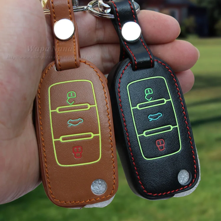 

luminous leather Car Key Cover for For Volkswagen VW Polo Passat B5 B6 Golf 4 5 6 Jetta Mk6 Tiguan Gol Plus Eos Scirocco Beetle