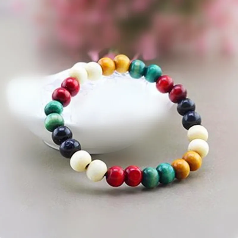 special wholesale Ethnic style series of new color wooden bead stretch