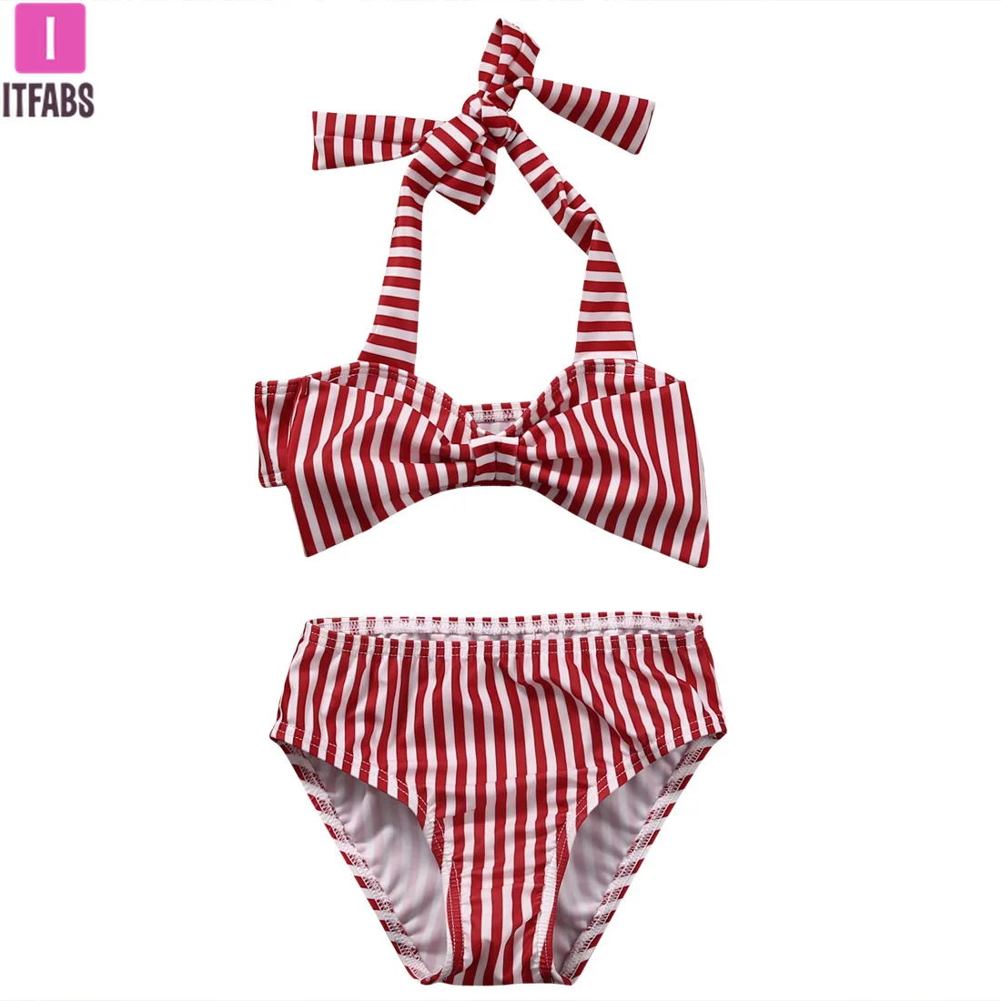 

Toddler Baby Girl Clothes Summer Striped Swimsuit Bikini Set Kids Little Girl Bowknot Halter Swimming Bathing Suit Swimwear 1-6T