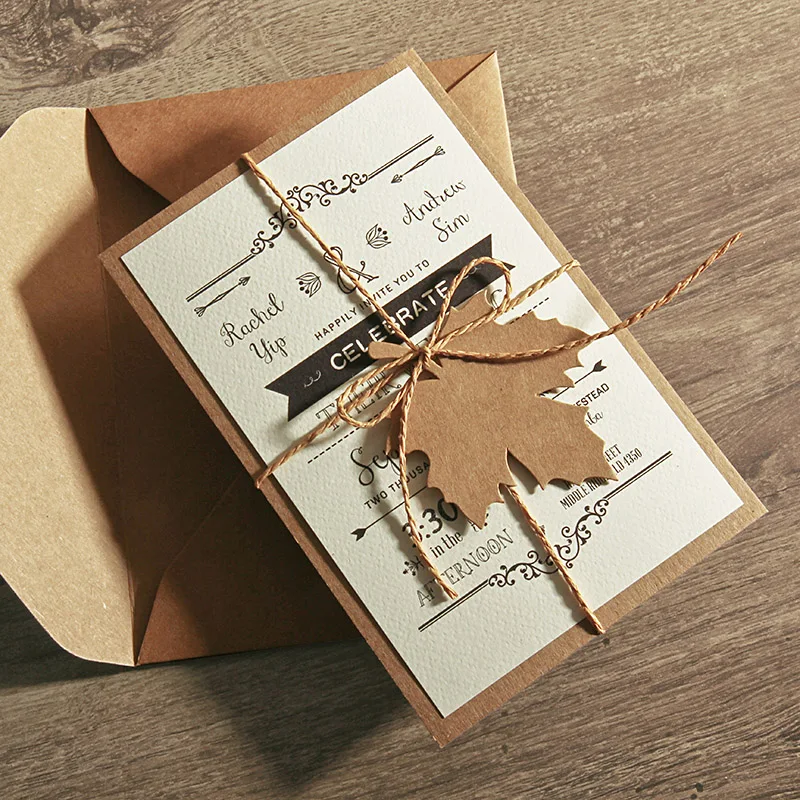  5x7 Rustic Wedding Invitations Unique Wedding Cards with Invitation Envelope - Set of 50 - 32851938048