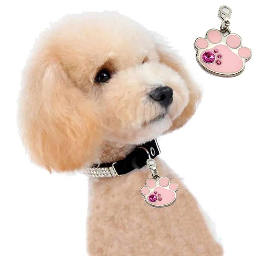 

Pet pendant Fashion Popular Footprints Puppy Rhinestone Pendant Lovely Pet Jewelry Pet shop dog Cute wedding acessorios 2017