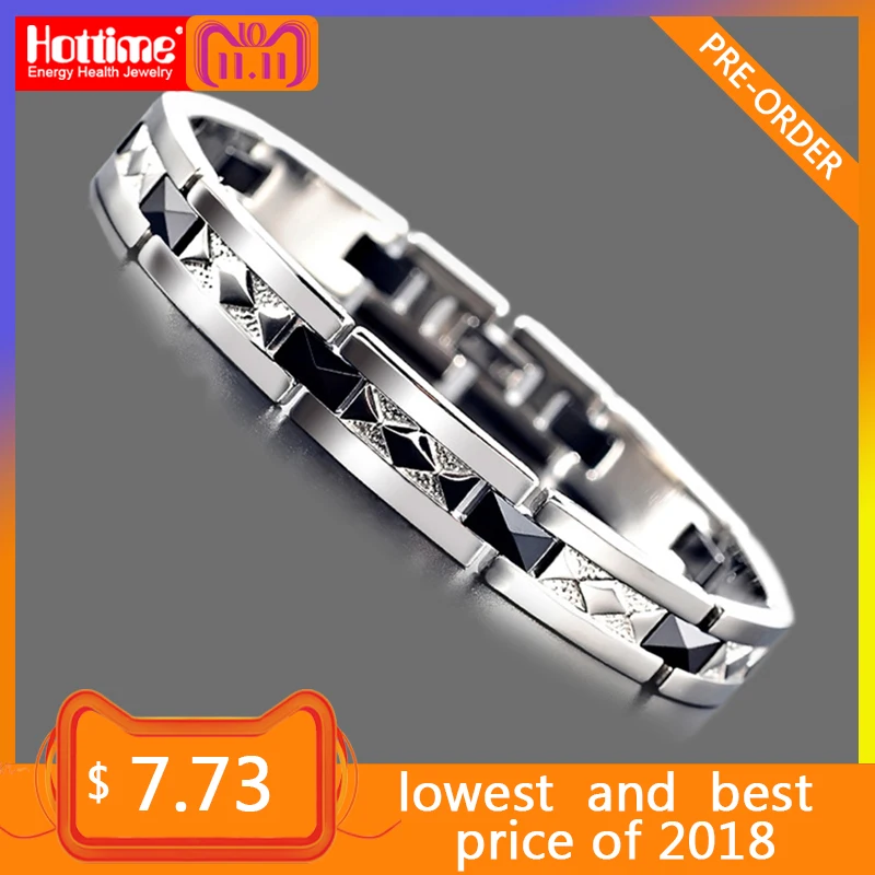 

Hottime Fashion Stainless Steel Bracelet Bangle Ceramic Bracelet Black & Silver Bracelet Men's Jewelry 10179