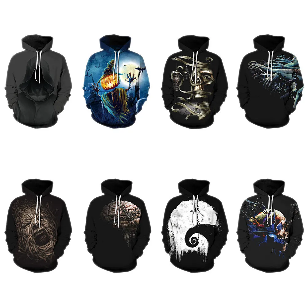 Cosplay Halloween Horror Sweatshirt men women Fashion Casual 3D Printed Pumpkin Light Ghost Hoodie tops Uniform Costume |