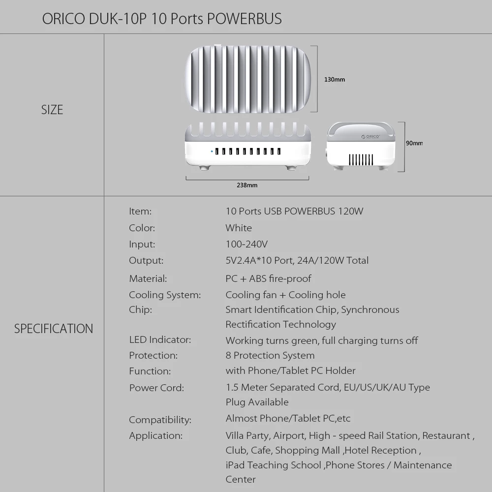 ORICO станция для зарядки с usb с 10 портами usb зарядка для мобильного телефона держатель планшета