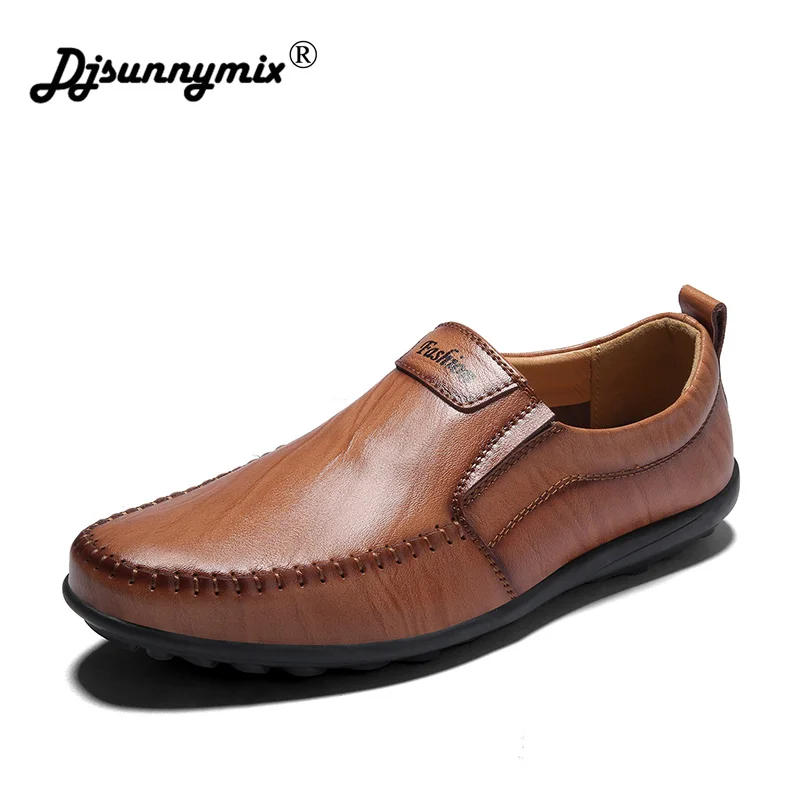 

DJSUNNYMIX Fashion Brands Luxury Genuine Leather Flats Italian Mens Loafers Men Shoes Casual Slip On Driving Shoes