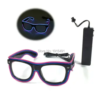 

Hot sales Graduation Decorative Glittery Neon LED Sunglasses Novelty Lighting Lovely Colorful Beautiful EL wire Rave Glasses