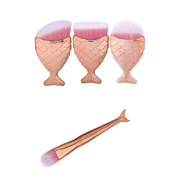 

4Pcs Mermaid Contour Makeup Brush maquiagem Big Fishtail Concealer Powder Makeup Brushes Eyeshadow Blushing Cosmetic Brush Set 3