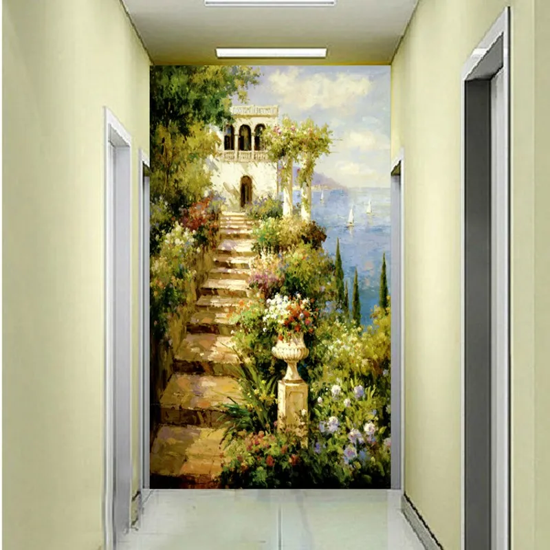 

beibehang 3D stereo entrance hallway mural background wall paper the living room European-style hotel extending garden wallpaper