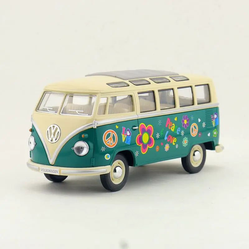 KINSMART литая металлическая игрушка модель/1:24 Масштаб/1962 Фольксваген Классический автобус специальная игрушка/оттягивание/для детского подарка/Коллекция - Цвет: Зеленый