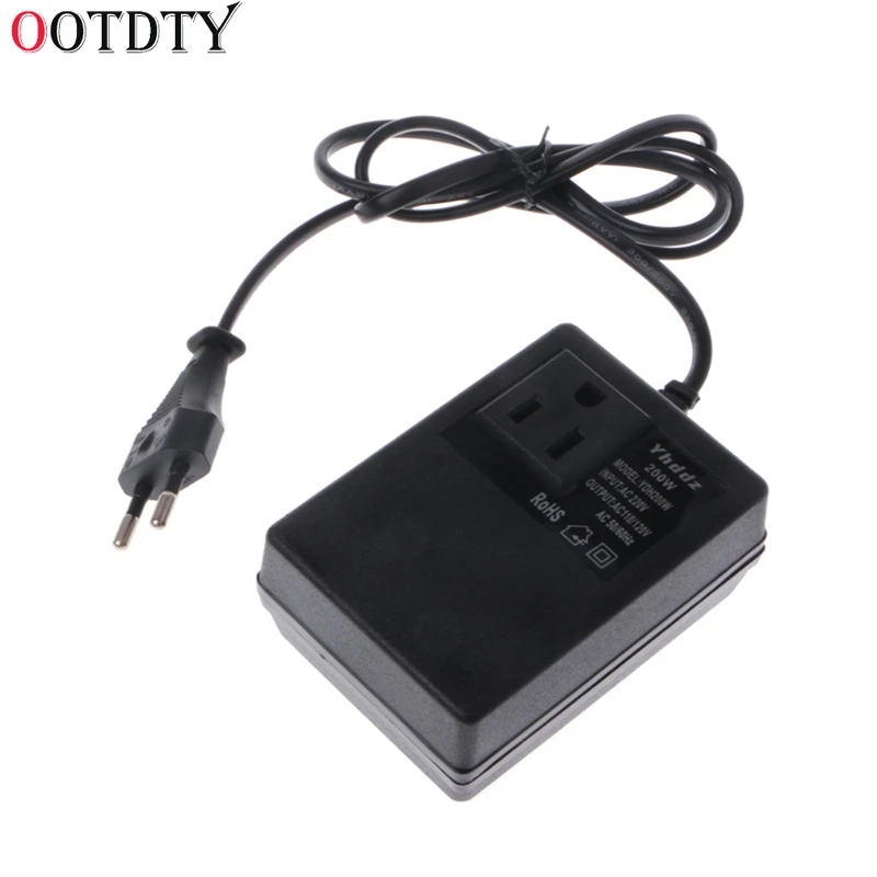 

OOTDTY 200W AC 220V to 110V Step Down Transformer Convert Travel Power EU Plug Adapter