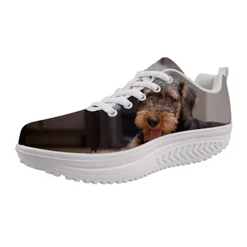 

Original Height Increasing Sneakers Women Slimming Wedge Swing Shoes Female High quality Platform shoes Airedale Terrier print