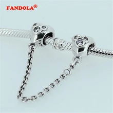 Подходит Pandora шармы браслеты сердце мыши шарики на страховочной цепочке стерлингового серебра 925 ювелирные изделия