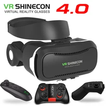 VR Shinecon 4.0 Stereo Virtual Reality Smartphone 3D Glasses Headset Google BOX + Headphone / Control Button for 3.5-5.5′ Mobile