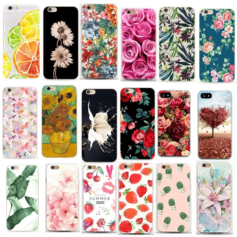 Чехол с цветочным рисунком для iphone 8 plus Роскошный чехол женщин TPU Iphone 6 6S 7 Plus X XS 5 5S SE