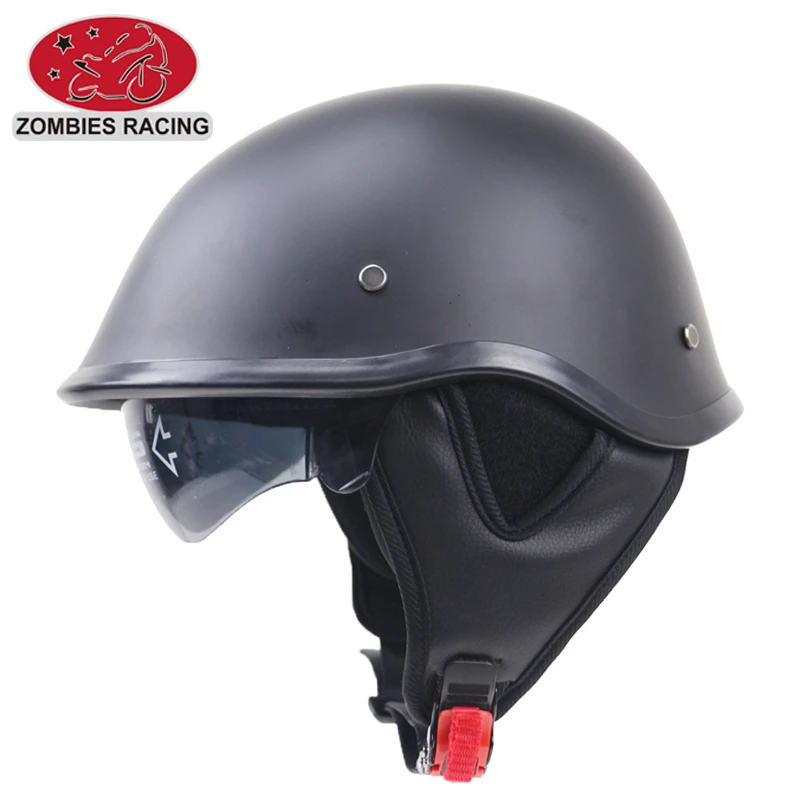con Visiera UV Occhiali Casco Mezza Pelle per Scooter Mezzo Casco Aperto in Pelle Mezzo Casco Moto Aperto Scooter Universale per Moto Blu