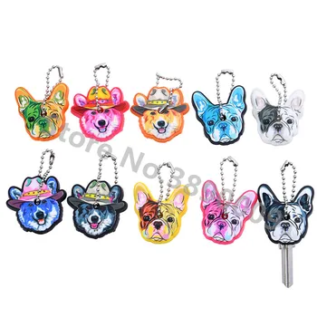 

22 Pcs Cute puppy shape keybod cap keychain set pet dog Keychain ladies men's silicone key rings sets of accessories