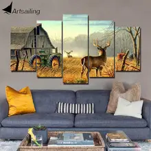 ArtSailing 5 panel wall art on canvas art Deer with Farmer house home decoration accessories modern posters and prints CU-1046B милен фармер mylene farmer 5 on tour 2 cd