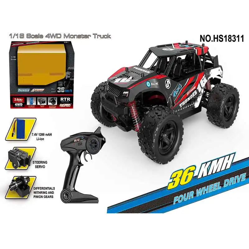 

High Speed Monstre Car HS18311-HS18312 RC Off-Road Racing Car 1/18 2.4GHz 4WD 36km/h Truck Buggy RC Car Model RC Toy for Boys