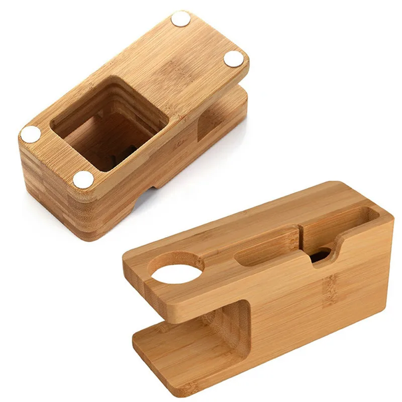 Bamboo Phone Holder Stand cellphone charger holder Cell Phone Holder Charger Dock With Watch Holder Desk Charging Station Stand For Apple Watch For iPhone Bracket (8)