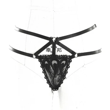 

Women Sexy Soft Lace T-Back Thong pants Body Harness Crotch Briefs Fetish Wear Bondage Harness Gothic Rave Pole Dance Lingerie