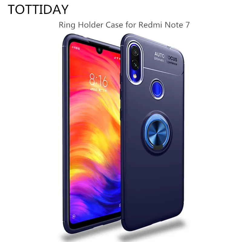 

Magnetic Ring Stand Case For XIAOMI Redmi Note 7 Luxury Full Cover Case Shockproof Car Phone Holder case TOTTIDAY