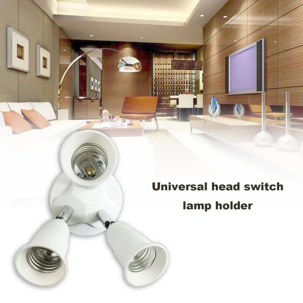 

Base Pop Socket Adapter E27 To 4E27 E40 To 4E27 3-in-1 Lamp Holder 360-Degrees Adjustable 180 Degree Bending Lamp