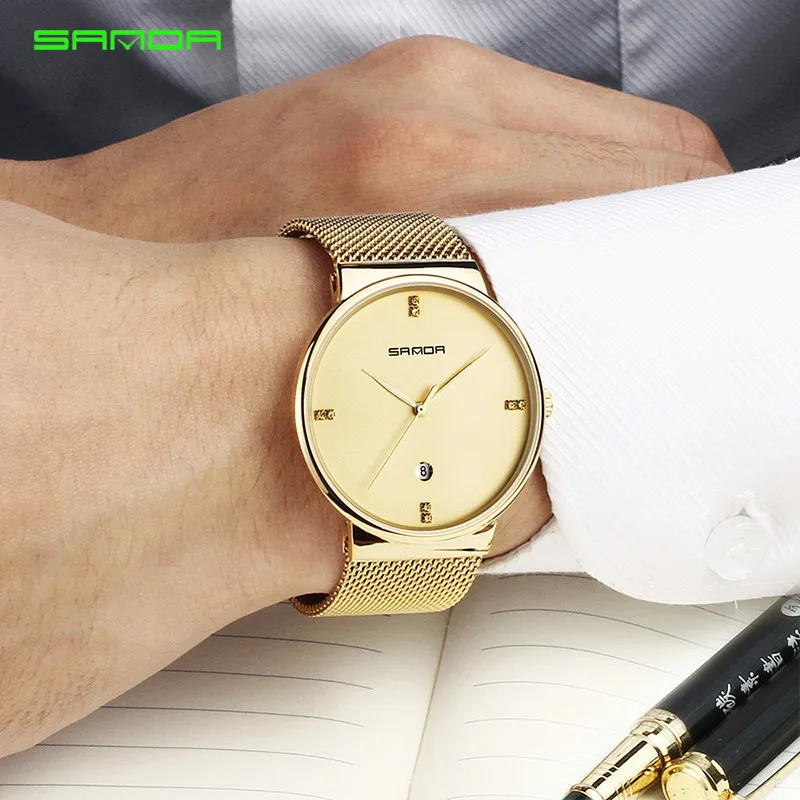 

SANDA watch Reloj Mujer Stainless Steel Quality watch Japan Black Minimalist Men Watch Simple Waterproof G watch