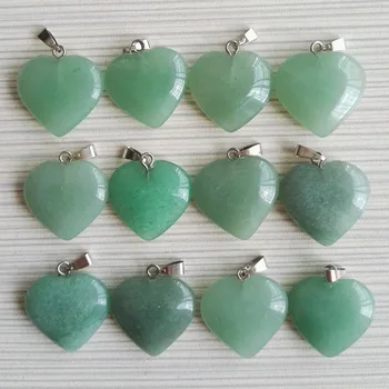 

Wholesale 12pcs Fashion Natural Green Aventurine Stone Pendants Charm Hot Sell Heart pendant for jewelry making Free shipping