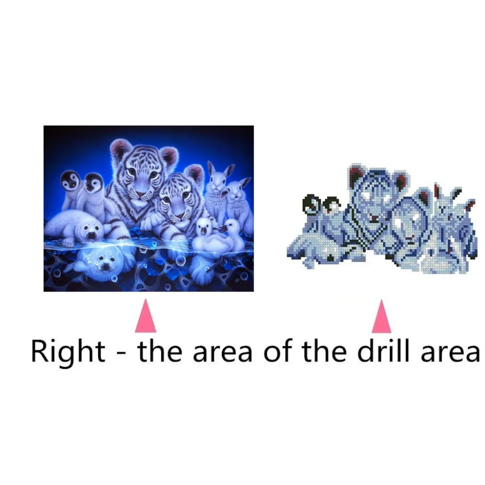 Алмазная вышивка с тигром, тюленями, утками, пингвином, Кроликом, икона 5D, сделай сам, алмазная живопись, полный и Круглый Вышивка крестиком, стразы r3