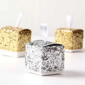 

Wedding Party Favors And Gifts Wedding Favor Chocolate Candy Gift Boxes Party Silver/Gold Glitter Favor Box For Guest