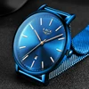 LIGE Mens Watches Top Brand Luxury Waterproof Ultra Thin Clock Blue Mesh Belt Fashon Casual Quartz Watch Men Sport Wrist Watch ► Photo 3/6