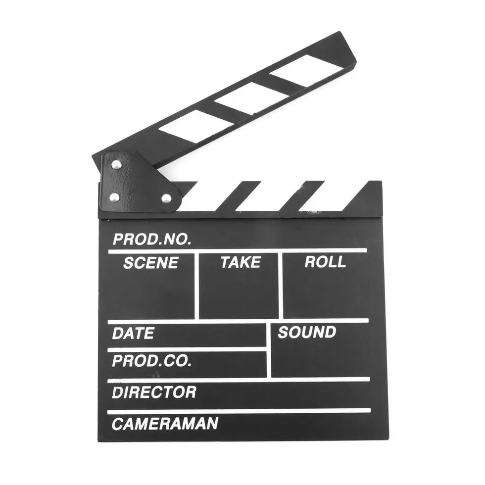 

Wood Director Video Scene Clapperboard TV Movie Clapper Board 20x20x1.5cm Film Slate Cut Prop high performance